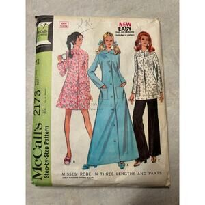 Vintage 1969-1970 McCalls Pattern #2173 Misses Robe and Pants Size 12